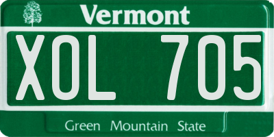 VT license plate XOL705