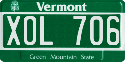 VT license plate XOL706