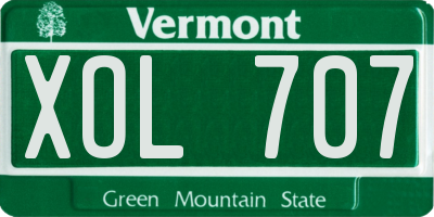 VT license plate XOL707