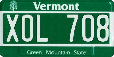 VT license plate XOL708