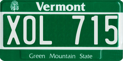 VT license plate XOL715