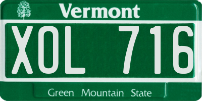 VT license plate XOL716