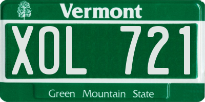 VT license plate XOL721