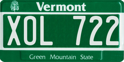 VT license plate XOL722