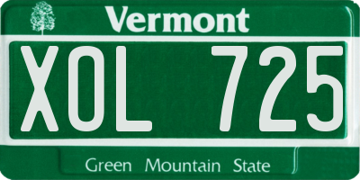 VT license plate XOL725