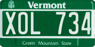 VT license plate XOL734