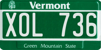VT license plate XOL736