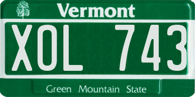 VT license plate XOL743