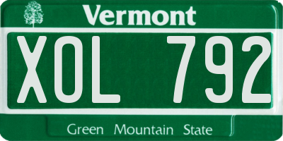 VT license plate XOL792