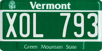 VT license plate XOL793