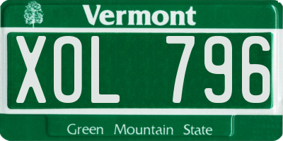 VT license plate XOL796