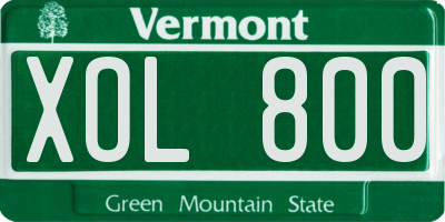 VT license plate XOL800