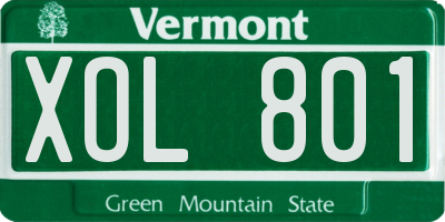 VT license plate XOL801