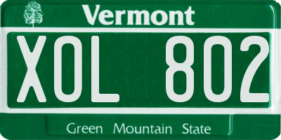 VT license plate XOL802