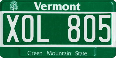 VT license plate XOL805