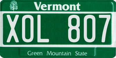 VT license plate XOL807