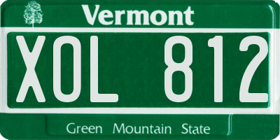 VT license plate XOL812