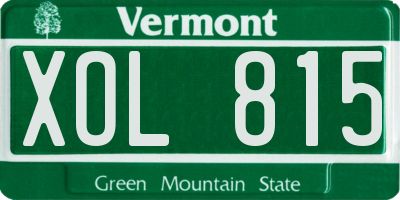 VT license plate XOL815