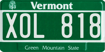 VT license plate XOL818