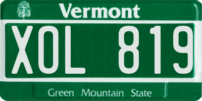 VT license plate XOL819