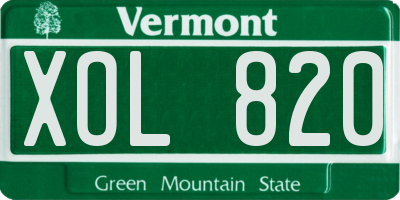 VT license plate XOL820
