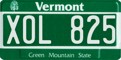 VT license plate XOL825
