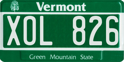 VT license plate XOL826