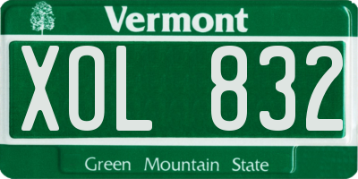 VT license plate XOL832