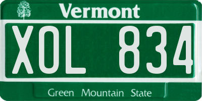 VT license plate XOL834