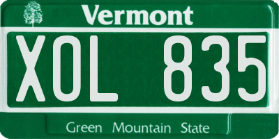 VT license plate XOL835