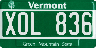 VT license plate XOL836