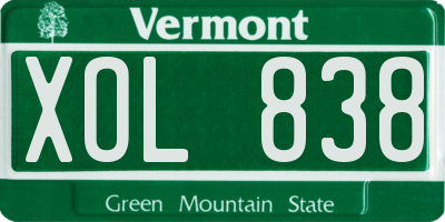 VT license plate XOL838