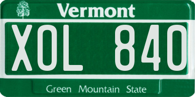 VT license plate XOL840