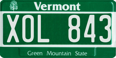 VT license plate XOL843