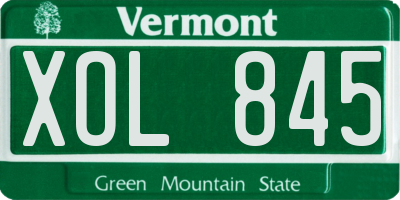 VT license plate XOL845