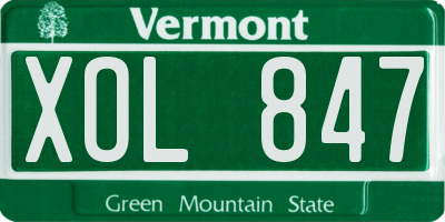 VT license plate XOL847