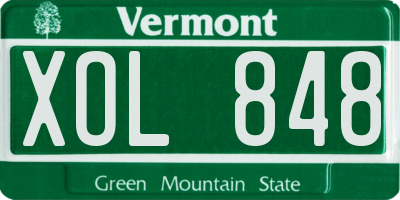 VT license plate XOL848