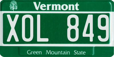VT license plate XOL849