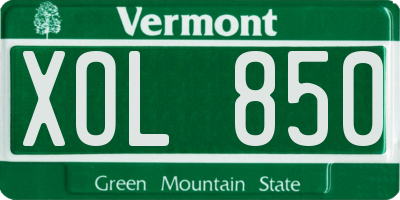VT license plate XOL850