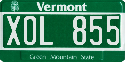 VT license plate XOL855