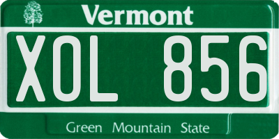 VT license plate XOL856