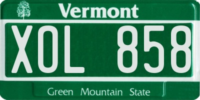 VT license plate XOL858