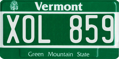 VT license plate XOL859