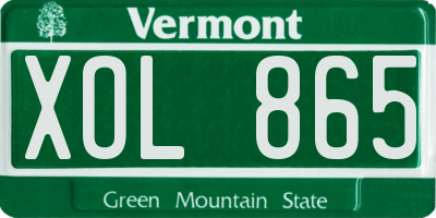 VT license plate XOL865