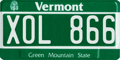 VT license plate XOL866