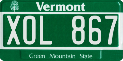 VT license plate XOL867
