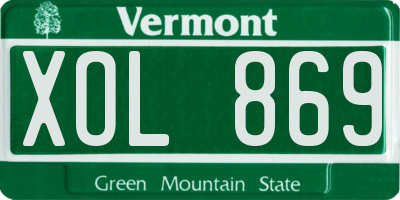 VT license plate XOL869