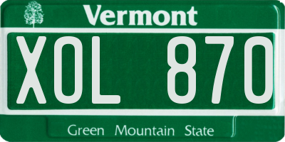 VT license plate XOL870