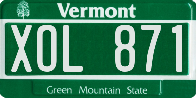 VT license plate XOL871