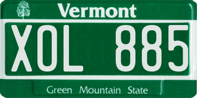 VT license plate XOL885